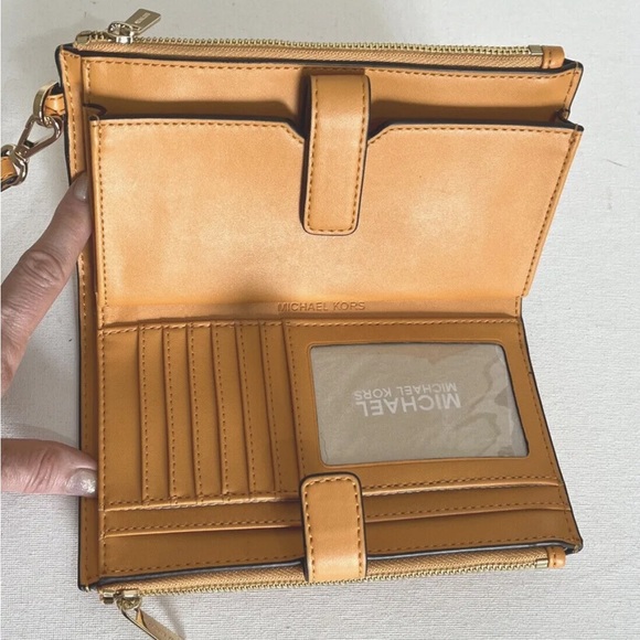 New Michael Kors Jet Set Travel Double Zip Wristlet Wallet Honeycomb Multi - Picture 5 of 7